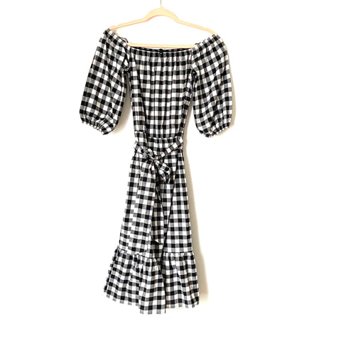 Gibson Gingham Off the Shoulder Belted Dress- Size XXS