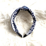 No Brand Dark Blue Floral Knotted Headband