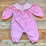 Eliza James Kids Pink Heart Smocked Romper- Size 18M