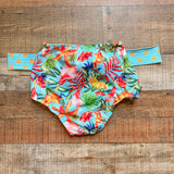 Mojito Turquoise Tropical/Polka Dot Print Belted Bikini Bottoms NWOT- Size L (we have matching top)