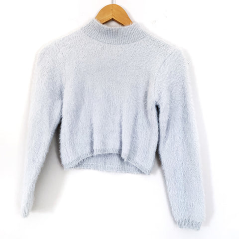 No Brand Blue Fuzzy Crop Sweater- Size ~S
