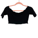 Majorelle Black Ribbed Crop Top- Size S