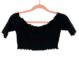 Majorelle Black Ribbed Crop Top- Size S
