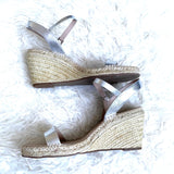 Style Charles Silver Metallic Espadrilles Wedges- Size 11