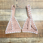 Lovers + Friends Camel White Stitched Trim Bikini Top- Size M (we have matching bottoms)