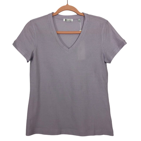 SCARCI Lavender Italian Stretch Cotton Waffle Texture V-Neck Tee NWT- Size S