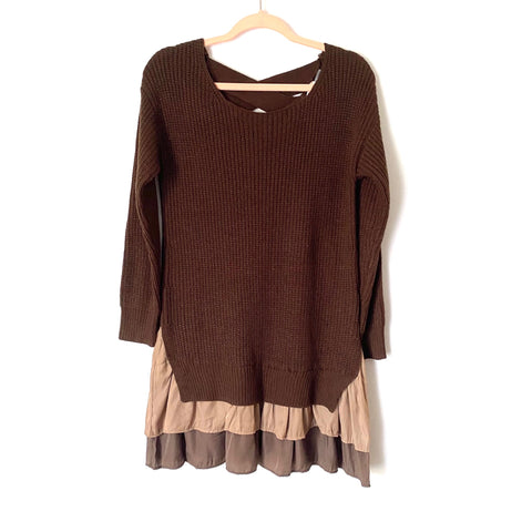 Altar'd State Brown Ruffle Knit Sweater Dress NWT- Size S/M – The Saved  Collection