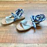 Scoop Blue Ribbon Ankle Tie Espadrilles Sandals- Size 6.5