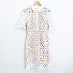 ChicWish White Lace Dress with Nude Underlay - Size S