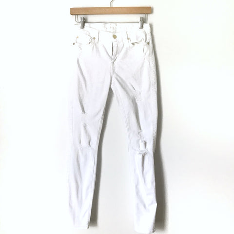 7 For All Mankind The Ankle Skinny White Distressed Jeans- Size 26 (Inseam 27.5”) see notes