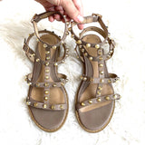 Misguided Brown Studded Gladiator Sandals - Size 7.5