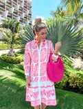 Goodnight Macaroon Pink/White Floral Print Dress- Size M