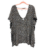 Xhilaration Animal Print Pom Pom Trim Cover Up Dress- Size M