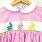 Girl's Youth Babeeni Smocked Bunny Polka Dot Dress- Size 5T