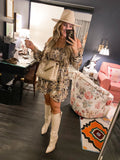 Buddy Love Tan Animal Print Smocked Bodice Dress- Size M