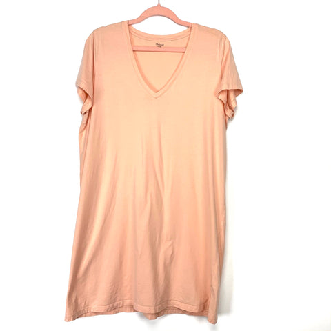 Madewell Peach V-Neck Cotton T-Shirt Dress- Size XL