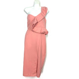 Ecowish Pink One Ruffle Shoulder Front Slit Form Fitting Dress NWT- Size M
