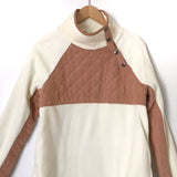 Entro Cream/Tan Quilted Fleece Side Snap Pullover NWT- Size S