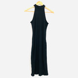 Carbon38 Black High Neck Ribbed Bodycon Dress- Size S