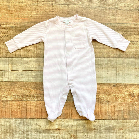 Kissy Kissy Pink and White Striped Front Pocket Button Up Footie Outfit- Size 3-6M