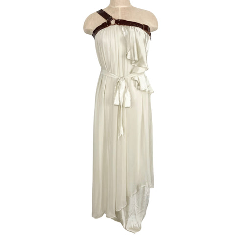 Society for Rational Dress Cream Silk Harness Belted Dress NWT- Size S
