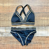 La Blanca Black Metallic Silver and Gold Padded Bikini Top- Size 4 (we have matching bottoms)