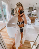 Summersalt Black and White Striped Padded Bikini Top- Size 4 (we have matching bottoms)