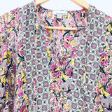Allison Joy Pink Floral Patterned Blouse with Ruffle Cuff- Size XS