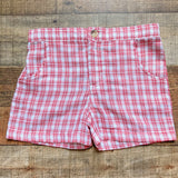 Little Paper Boat Red/White Checkered Linen Shorts- Size 5