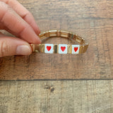 The Styled Collection Three Hearts Mosaic Tile Bracelet NWT