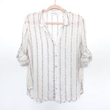 Bella Dahl White Button Up Roll Tab Top- Size M