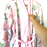 Hello Gorgeous Satin Pink Floral Short Robe- Size L/XL