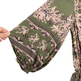 Free People Green Printed Drawstring Dress- Size S