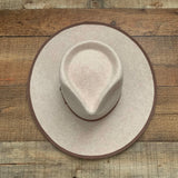 Glitzy Bella Tan Wool Hat with Ribbon Trim and Adjustable Inner Tie (LIKE NEW)