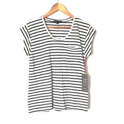 Gibson Striped Black And White Pocket Tee Top NWT- Size PXS