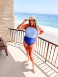 Summersalt Blue Two-Toned Padded One Piece- Size 12