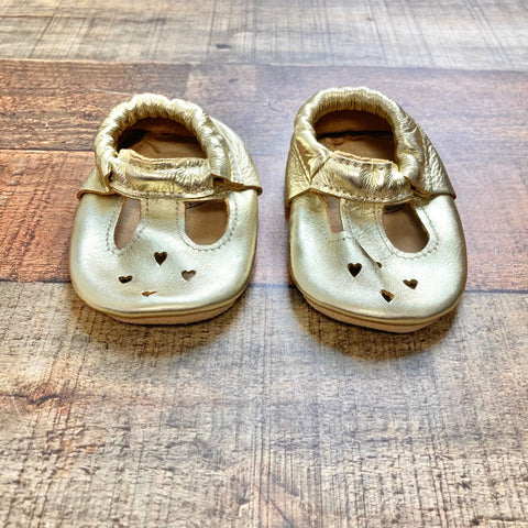 Bird Rock Baby Gold Leather Mary Janes- Size 4