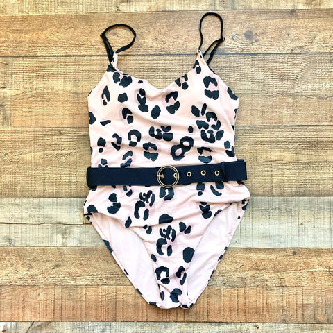 Envya Pink Animal Print Belted One Piece NWT- Size M