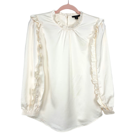 J.Crew Cream Satin Like Ruffle Sleeve Top- Size XS