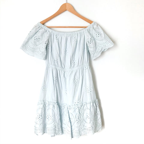 Cupcakes and Cashmere Light Blue Eyelet Off the Shoulder Dress- Size XS