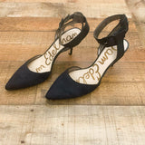 Sam Edelman Black Animal Fur Ankle Wrap Heels- Size ~10 (See Notes)