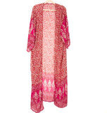 No Brand Red/Pink Floral Print Long Kimono- One Size