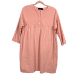 Pomander Place Peach Linen Half Button Up Front Pocket Dress- Size L (see notes)