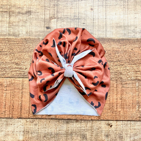 No Brand Brown/Black Animal Print Bow Headwrap- Size ~0-6M (see notes)