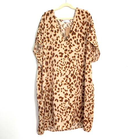 Vestique Leopard Polyester Shift Dress with Pockets NWT- Size S