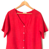 Les Amis Red Button Up Tie Front Blouse- Size S