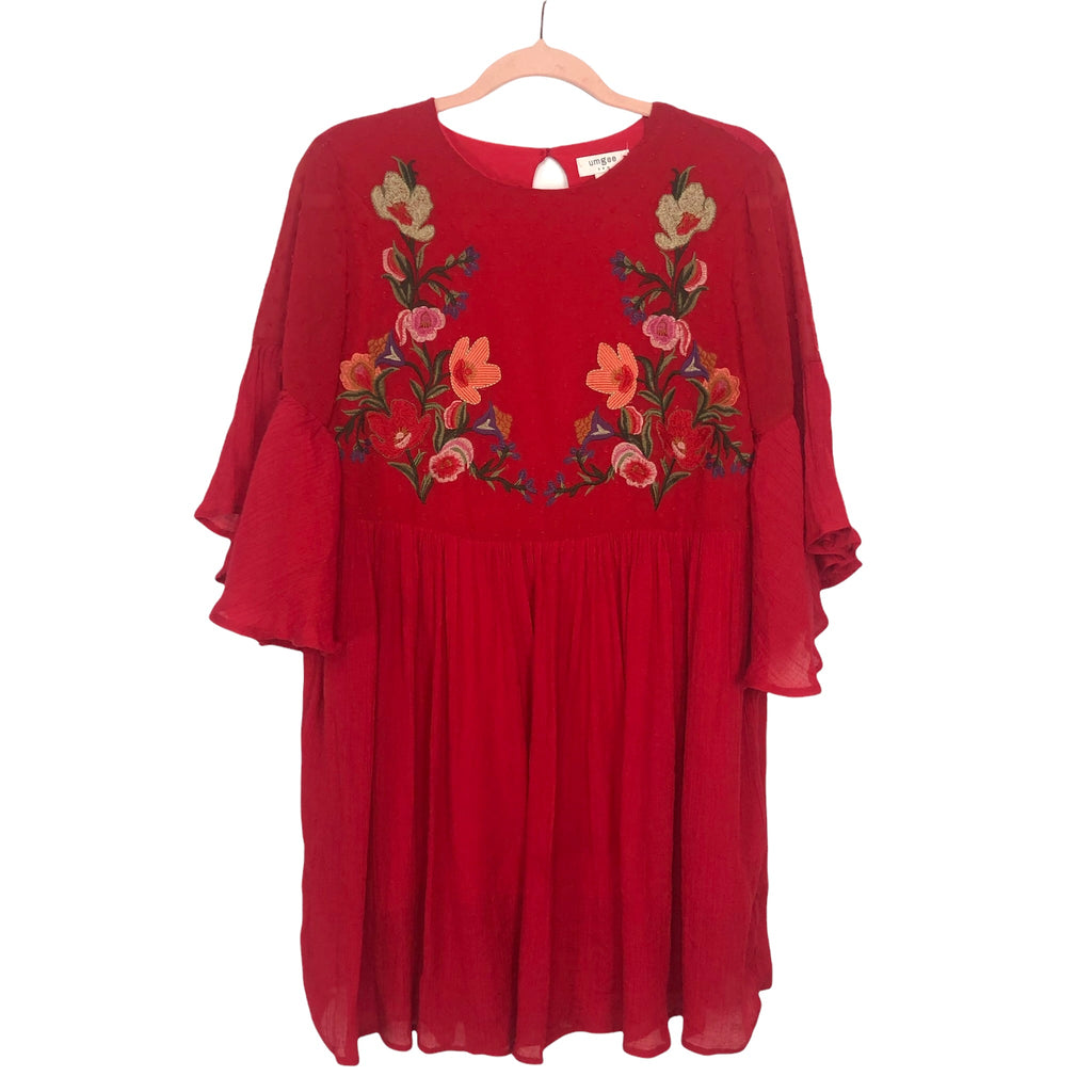Umgee USA Red Floral Embroidered Dress- Size S The Saved Collection Umgee USA Red Floral Embroidered Dress- Size S The Saved Collection