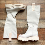 Pretty Little Thing Cream Chunky Knee Boots- Size 5 (US 7, see notes)