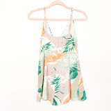 Blue Blush Palm Print Faux Wrap Romper- Size S