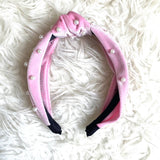 No Brand Pink Pearl Top Knot Headband